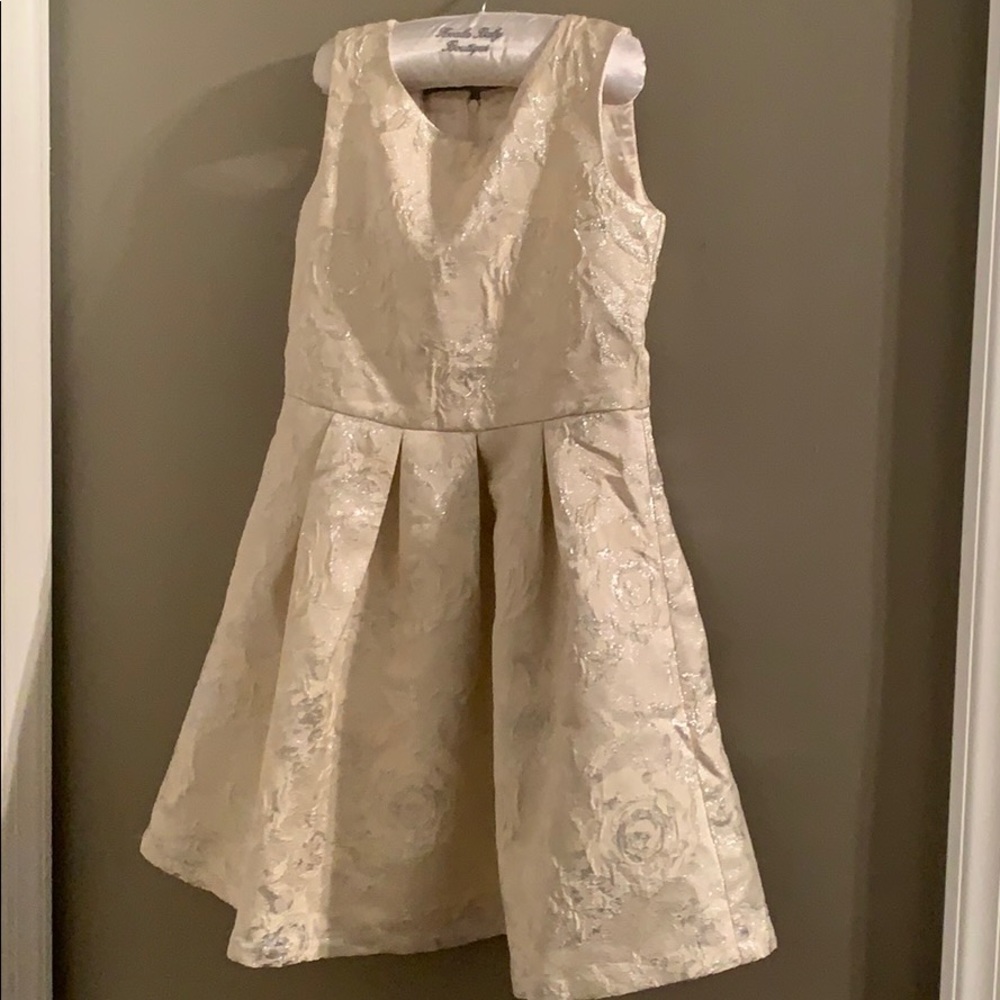 Girls ivory with silver roses dress